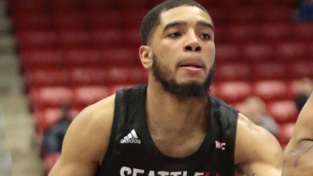PULLMAN, WASHINGTON - NOVEMBER 07: Isaac Bonton #10 of the Washington State Cougars drives against Terrell Brown #23 of the Seattle Redhawks in the second half at Beasley Coliseum on November 07, 2019 in Pullman, Washington. Washington State defeats Seattle 85-54.