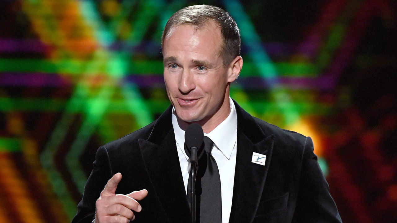 LOS ANGELES, CALIFORNIA - JULY 10: Drew Brees accepts the Record Breaker award onstage during The 2019 ESPYs at Microsoft Theater on July 10, 2019 in Los Angeles, California.
