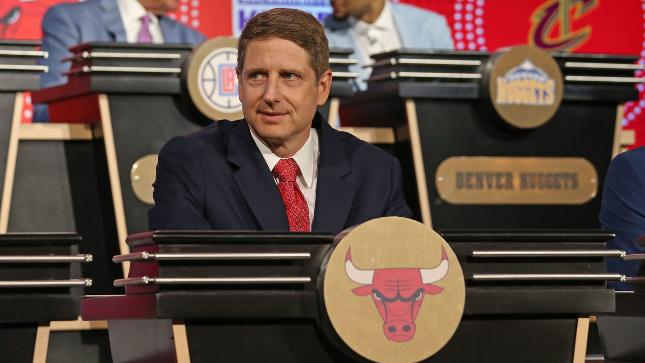 CHICAGO, IL - MAY 15: Michael Reinsdorf, President and COO of the Chicago Bulls, represents the Chicago Bulls during the NBA Draft Lottery on May 15, 2018 at The Palmer House Hilton in Chicago, Illinois. Mandatory Copyright Notice: Copyright 2018 NBAE