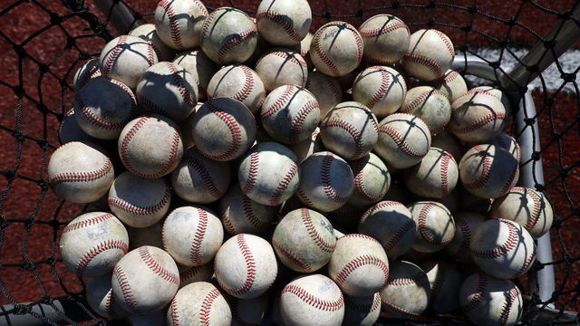 ELON, NC - MARCH 1: A basket of baseballs during a game between Indiana State and Elon at Walter C. Latham Park on March 1, 2020 in Elon, North Carolina.