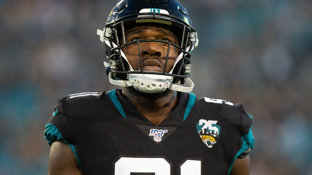 JACKSONVILLE, FL - DECEMBER 29: Jacksonville Jaguars Defensive End Yannick Ngakoue (91) during the game between the Indianapolis Colts and the Jacksonville Jaguars on December 29, 2019 at TIAA Bank Field in Jacksonville, Fl.