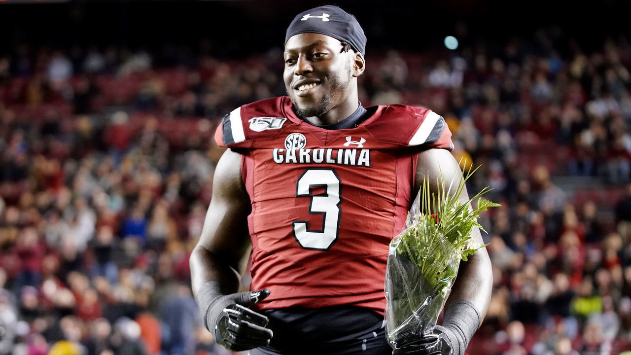COLUMBIA, SOUTH CAROLINA - NOVEMBER 09: Javon Kinlaw #3 of the South Carolina Gamecocks before their game against the Appalachian State Mountaineers at Williams-Brice Stadium on November 09, 2019 in Columbia, South Carolina.