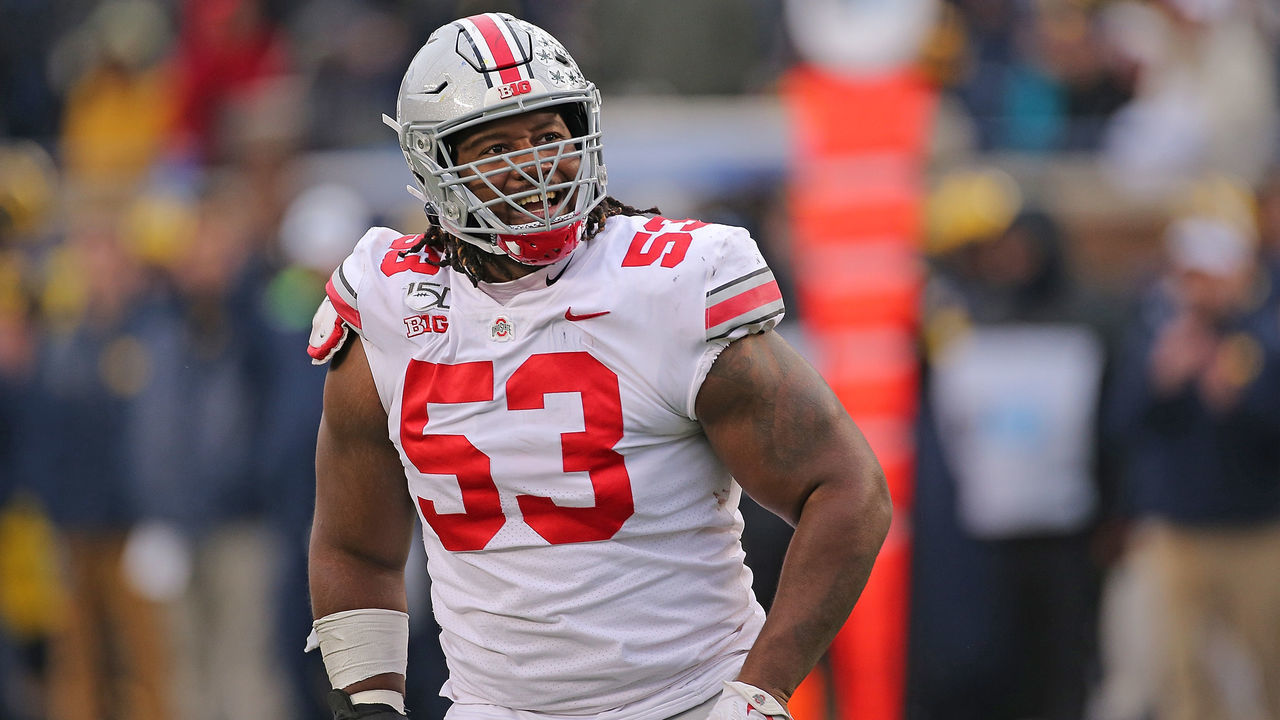 ANN ARBOR, MI - NOVEMBER 30: Davon Hamilton #53 of the Ohio State Buckeyes looks to the sidelines during the third quarter of the game against the Michigan Wolverines at Michigan Stadium on November 30, 2019 in Ann Arbor, Michigan. Ohio State defeated Michigan 56-27.