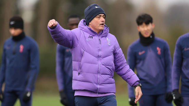 ENFIELD, ENGLAND - JANUARY 10: Jose Mourinho, Head Coach of Tottenham Hotspur during the Tottenham Hotspur training session at Tottenham Hotspur Training Centre on January 10, 2020 in Enfield, England.