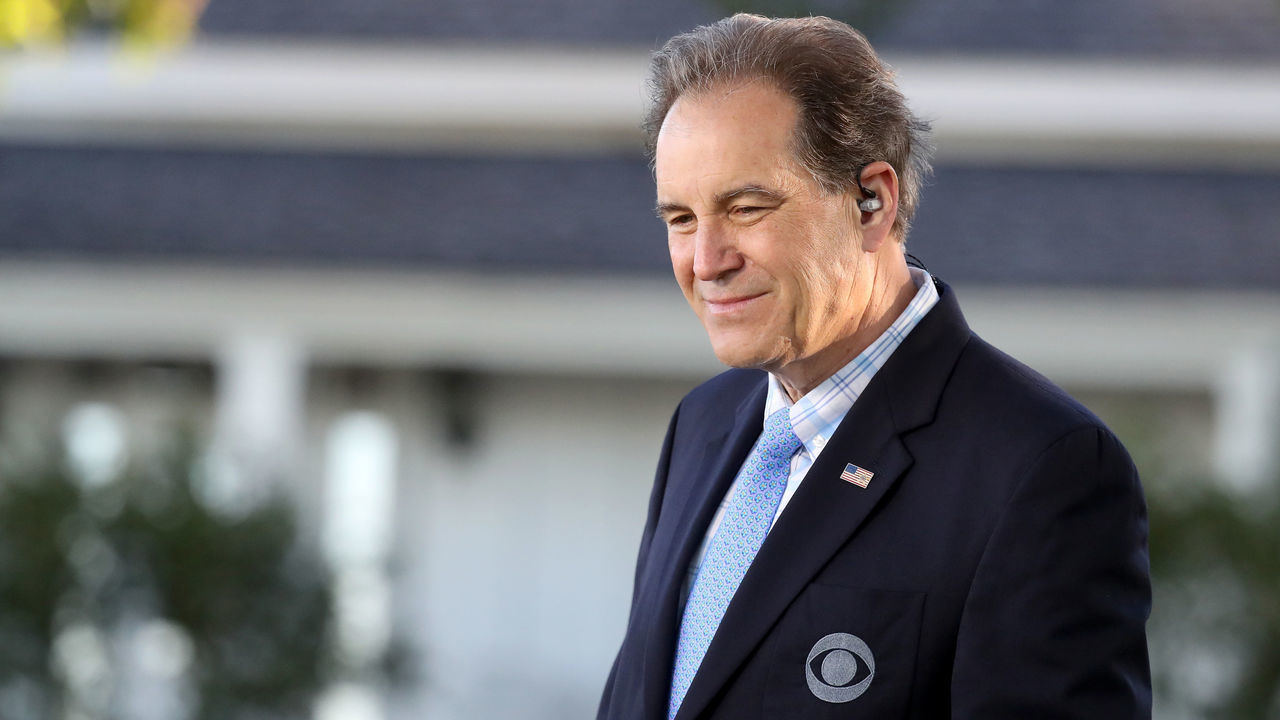 AUGUSTA, GA - APRIL 06: Jim Nantz, CBS Sportscaster, is seen on set during the first round of the 2017 Masters Tournament at Augusta National Golf Club on April 6, 2017 in Augusta, Georgia.