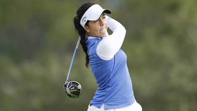 LAKE BUENA VISTA, FLORIDA - JANUARY 16: Georgia Hall of England plays her shot from the 17th tee during the first round of the Diamond Resorts Tournament of Champions at Tranquilo Golf Course at Four Seasons Golf and Sports Club Orlando on January 16, 2020 in Lake Buena Vista, Florida.