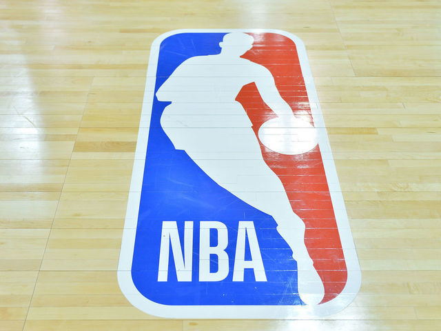 LAS VEGAS, NV - JULY 09: A general view of the court shows the NBA logo during a game between the Sacramento Kings and the Memphis Grizzlies during the 2017 NBA Summer League at the Cox Pavilion on July 9, 2017 in Las Vegas, Nevada. The NBA unveiled a refreshed logo during the 2017 Las Vegas Summer League. A modified version of Action font, customized for the league, will be used for the letters N-B-A in the primary logo.