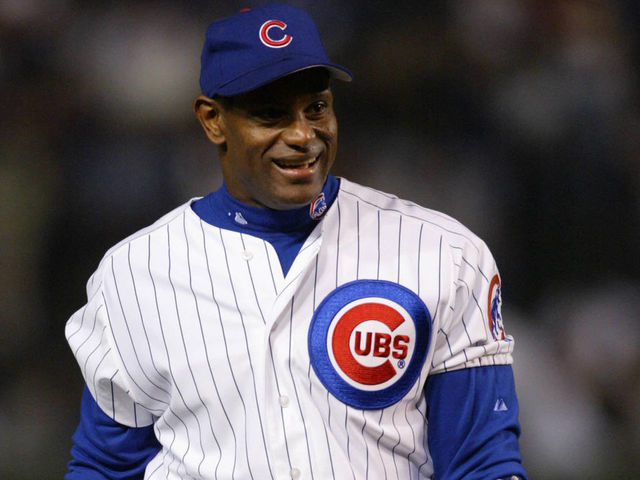 8 Oct 2003: Sammy Sosa of the Chicago Cubs during the Cubs 12-3 victory over the Florida Marlins in game 2 of the NLCS at Wrigley Field in Chicago, IL.