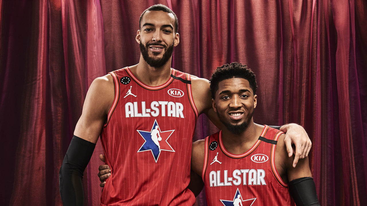 CHICAGO, IL - FEBRUARY 16: Rudy Gobert #24 and Donovan Mitchell #24 of Team Giannis pose for a portrait during the NBA All-Star Game as part of 2020 NBA All-Star Weekend on February 16, 2020 at the United Center in Chicago, Illinois. NOTE TO USER: User expressly acknowledges and agrees that, by downloading and/or using this Photograph, user is consenting to the terms and conditions of the Getty Images License Agreement. Mandatory Copyright Notice: Copyright 2020 NBAE