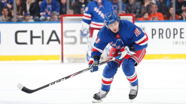NEW YORK, NY - MARCH 01: Artemi Panarin #10 of the New York Rangers skates against the Philadelphia Flyers at Madison Square Garden on March 1, 2020 in New York City.