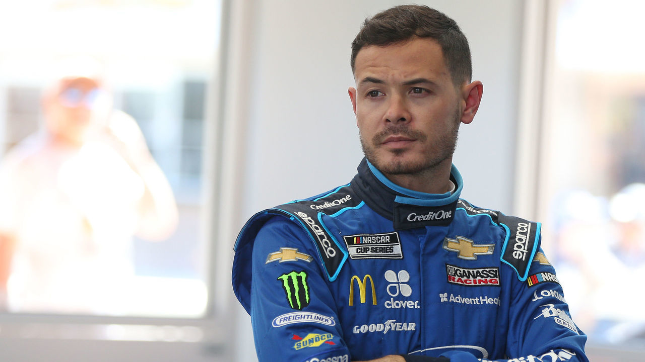 LAS VEGAS, NEVADA - FEBRUARY 21: Kyle Larson, driver of the #42 Credit One Bank Chevrolet, stands by his car during practice for NASCAR Cup Series Penzoil 400 presented by Jiffy Lube at Las Vegas Motor Speedway on February 21, 2020 in Las Vegas, Nevada.