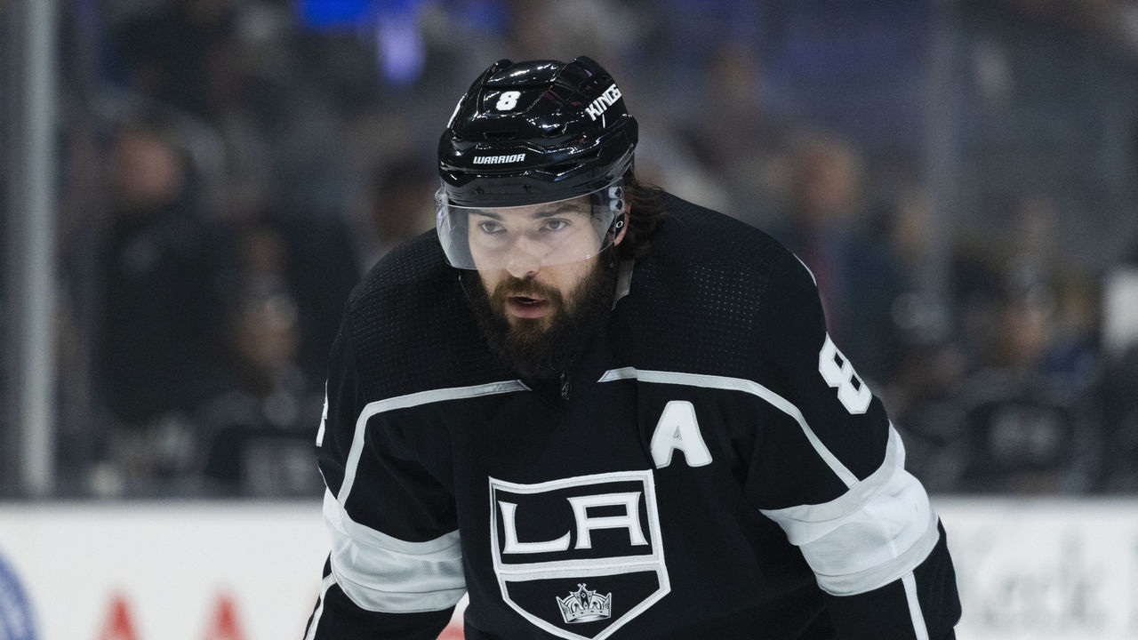 LOS ANGELES, CA - MARCH 05: Los Angeles Kings defenseman Drew Doughty (8) during the NHL regular season hockey game against the Toronto Maple Leafs on Thursday, March 5, 2020 at Staples Center in Los Angeles, Calif.