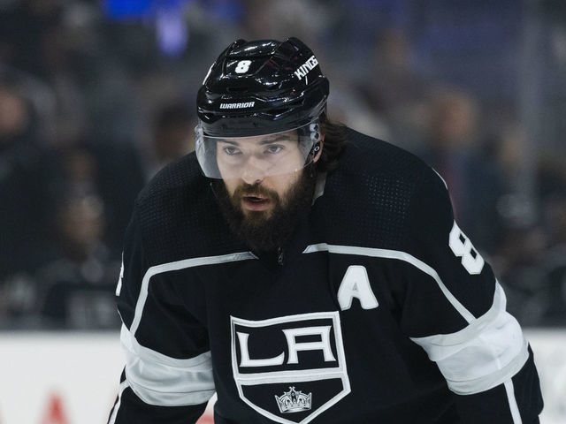 LOS ANGELES, CA - MARCH 05: Los Angeles Kings defenseman Drew Doughty (8) during the NHL regular season hockey game against the Toronto Maple Leafs on Thursday, March 5, 2020 at Staples Center in Los Angeles, Calif.
