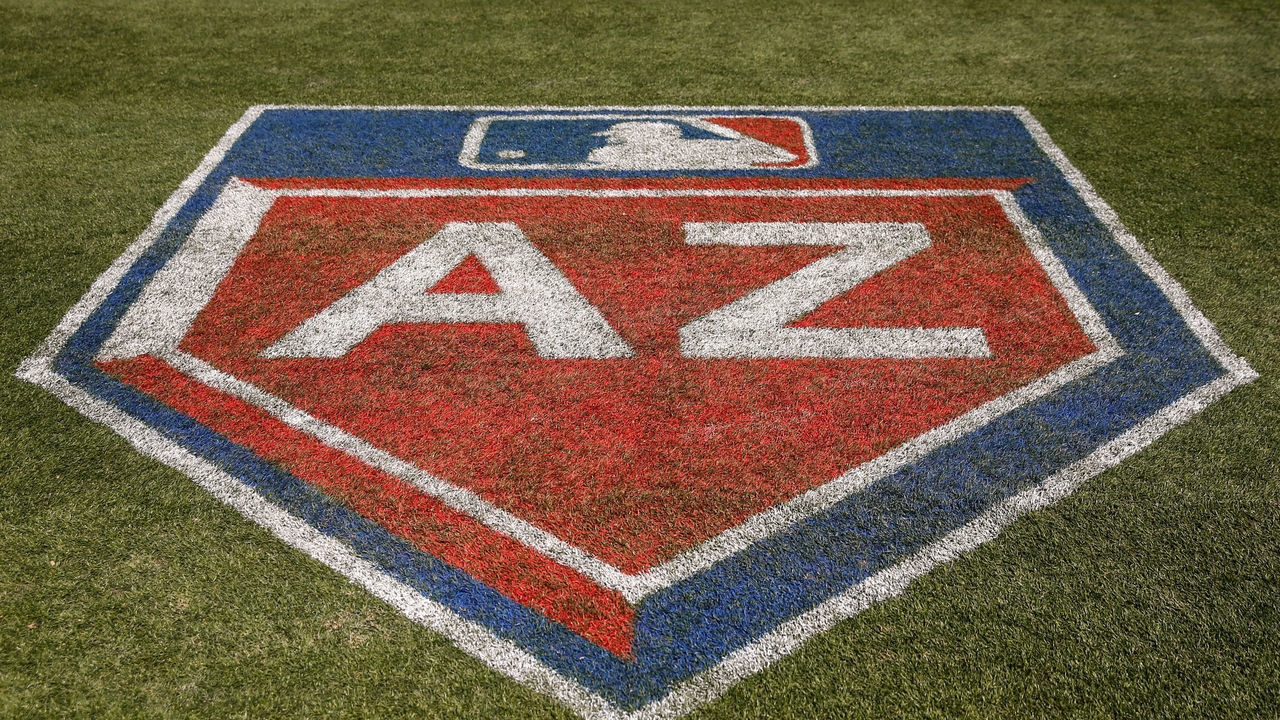 SCOTTSDALE, AZ - FEBRUARY 27: The Cactus League logo during the spring training baseball game between the Los Angeles Angels and the Colorado Rockies on February 27, 2018 at Salt River Fields in Scottsdale, Arizona.