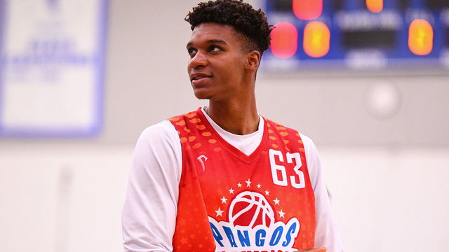 NORWALK, CA - JUNE 02: Isaiah Todd from Trinity High School looks on during the Pangos All-American Camp on June 2, 2019 at Cerritos College in Norwalk, CA.
