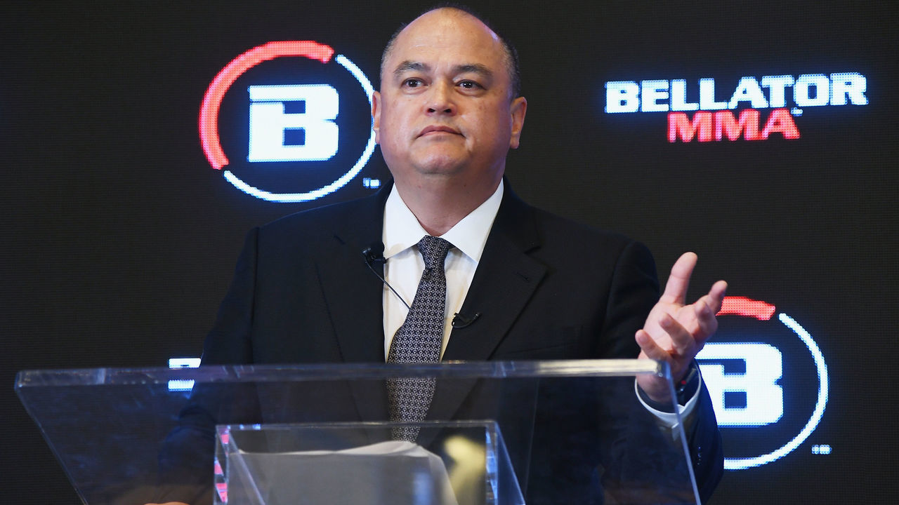 NEW YORK, NY - JUNE 26: President of Bellator Scott Coker speaks onstage during the Bellator-DAZN announcement press conference on June 26, 2018 at Viacom in New York City.