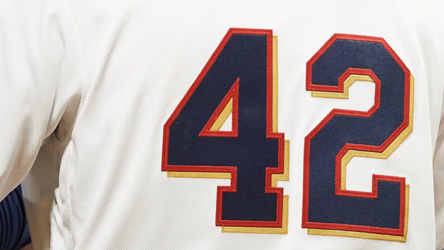 MINNEAPOLIS, MN - APRIL 15: The jersey of Byron Buxton #25 of the Minnesota Twins is seen as he takes an at bat against the Toronto Blue Jays during the game on April 15, 2019 at Target Field in Minneapolis, Minnesota. All players are wearing number 42 in honor of Jackie Robinson Day.