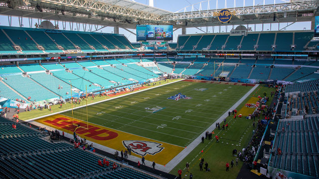 MIAMI GARDENS, FLORIDA - FEBRUARY 2: An empty Hard Rock Stadium braces for Super Bowl LIV, in Miami Gardens, Fla., on Sunday, Feb. 2, 2020. (Karl Mondon/MediaNews Group/The Mercury News via Getty Images)