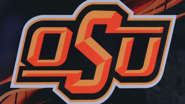 MANHATTAN, KS - OCTOBER 13: The Oklahoma State logo on a drum during a Big 12 football game between the Oklahoma State Cowboys and Kansas State Wildcats on October 13, 2018 at Bill Snyder Family Stadium in Manhattan, KS. Kansas State won 31-12.