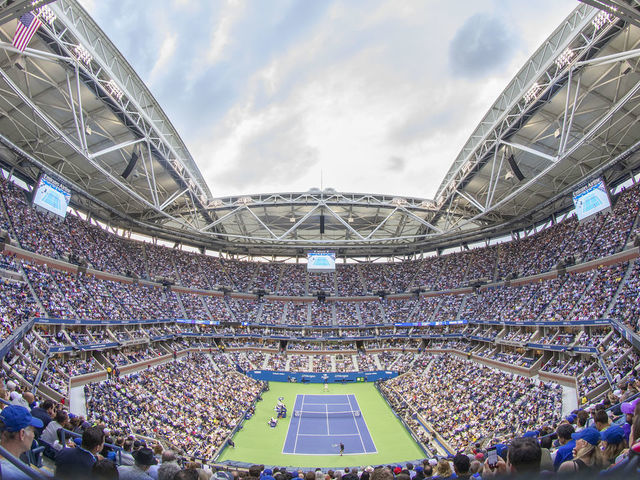 2019 US Open Tennis Tournament- Day Fourteen. A panoramic view of Arthur Ashe Stadium during the Rafael Nadal of Spain imatch against Danill Medvedev of Russia in the Men's Singles Final on Arthur Ashe Stadium during the 2019 US Open Tennis Tournament at the USTA Billie Jean King National Tennis Center on September 8th, 2019 in Flushing, Queens, New York City.