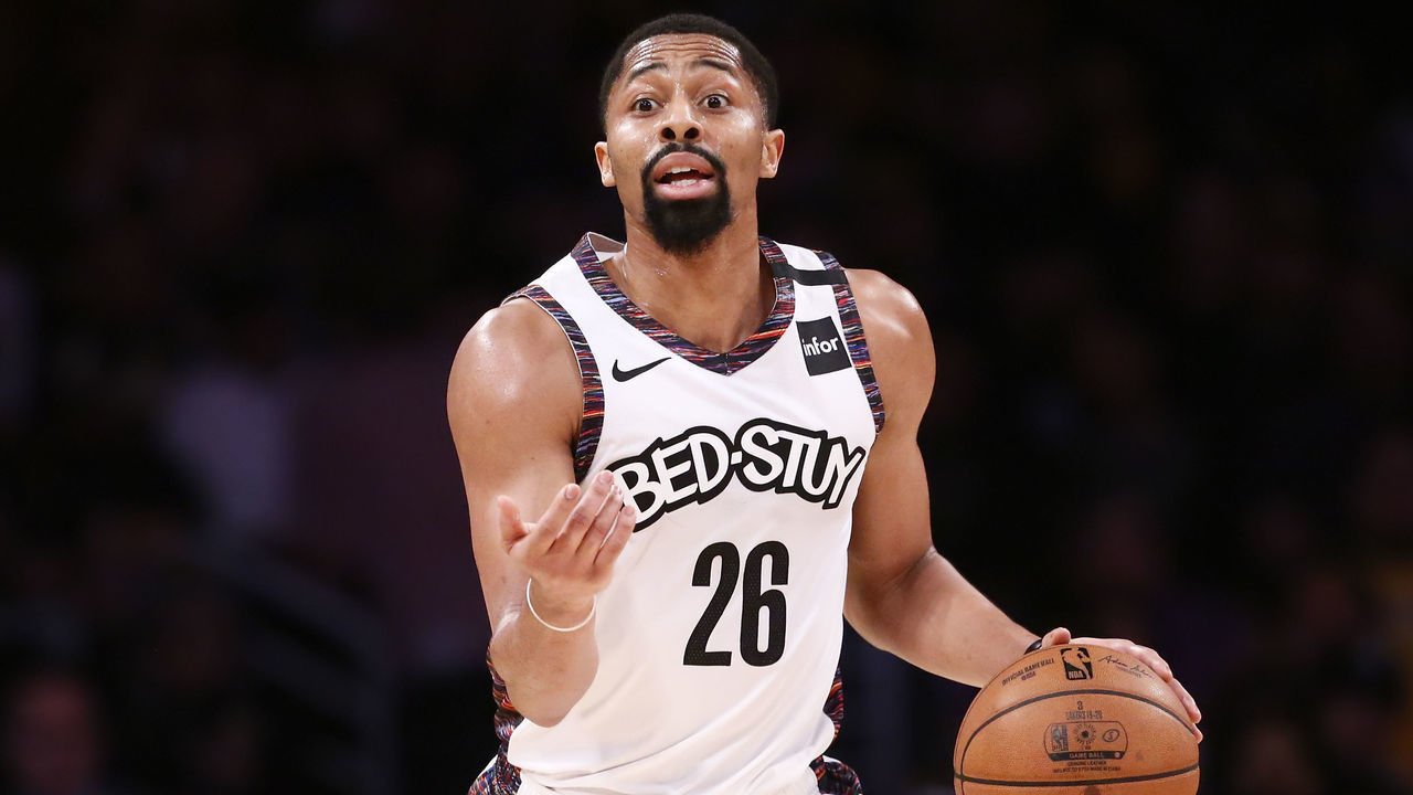 LOS ANGELES, CA - MARCH 10: Spencer Dinwiddie #26 of the Brooklyn Nets brings the ball up court during a game against the Los Angeles Lakers at the Staples Center on March 10, 2020 in Los Angeles, CA. Mandatory Credit: 2020 NBAE