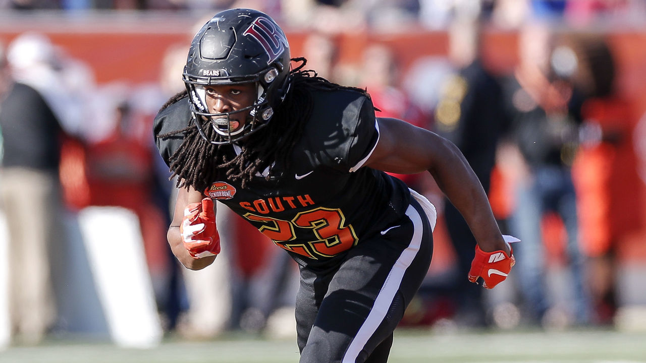 MOBILE, AL - JANUARY 25: Safety Kyle Dugger #23 from Lenoir Rhyne of the South Team during the 2020 Resse's Senior Bowl at Ladd-Peebles Stadium on January 25, 2020 in Mobile, Alabama. The North Team defeated the South Team 34 to 17.