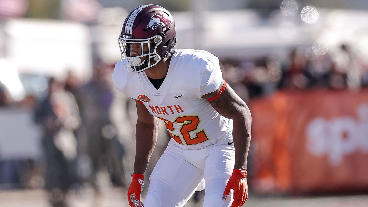 MOBILE, AL - JANUARY 25: Safety Jeremy Chinn #22 from Southern Illinois of the North Team during the 2020 Resse's Senior Bowl at Ladd-Peebles Stadium on January 25, 2020 in Mobile, Alabama. The Noth Team defeated the South Team 34 to 17.
