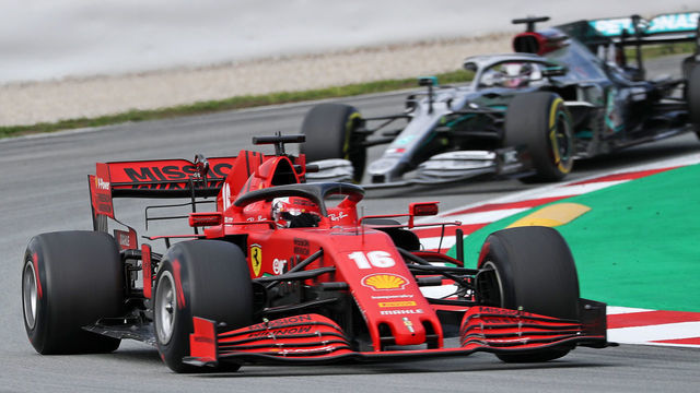 Charles Leclerc and the Ferrari SF 1000 and Lewis Hamilton and the Mercedes W11 during the day 6 of the formula 1 testing, on 27 February 2020, in Barcelona, Spain.