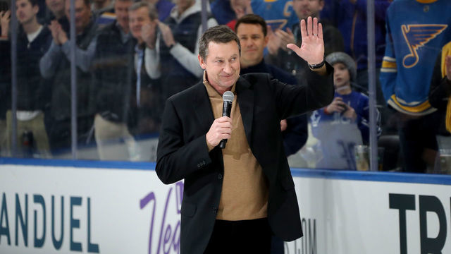 ST LOUIS, MISSOURI - JANUARY 24: Wayne Gretzky addresses fans prior to the 2020 NHL All-Star Skills Competition at Enterprise Center on January 24, 2020 in St Louis, Missouri.