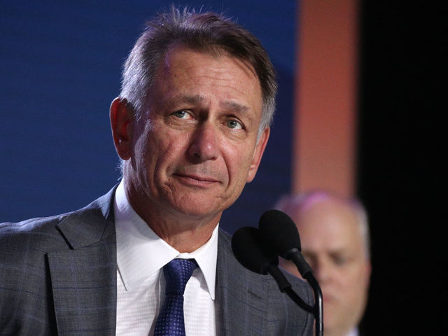 VANCOUVER, BRITISH COLUMBIA - JUNE 21: General Manager Ken Holland of the Edmonton Oilers speaks onstage during the first round of the 2019 NHL Draft at Rogers Arena on June 21, 2019 in Vancouver, Canada.