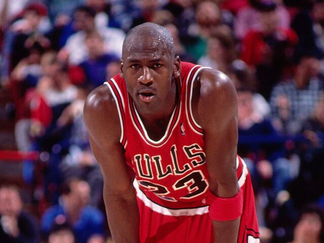 SACRAMENTO, CA - FEBRUARY 4: Michael Jordan #23 of the Chicago Bulls rests against the Sacramento Kings during a game played on February 4, 1991, 1988 at the Arco Arena in Sacramento, California. Mandatory Copyright Notice: Copyright 1991 NBAE