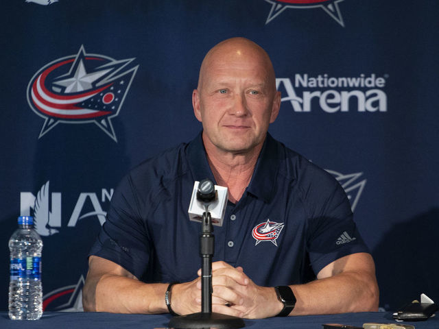 COLUMBUS, OH - SEPTEMBER 11: Columbus Blue Jackets General Manager Jarmo Kekalainen addresses members of the media during Media Day at Nationwide Arena in Columbus, OH on September 11, 2019.