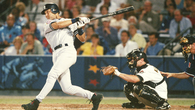 ATLANTA, GA - JULY 11: American League All-Star Derek Jeter #2 of the New York Yankees bats during the 2000 All-Star Game at Turner Field on July 11, 2000 in Atlanta, Georgia.