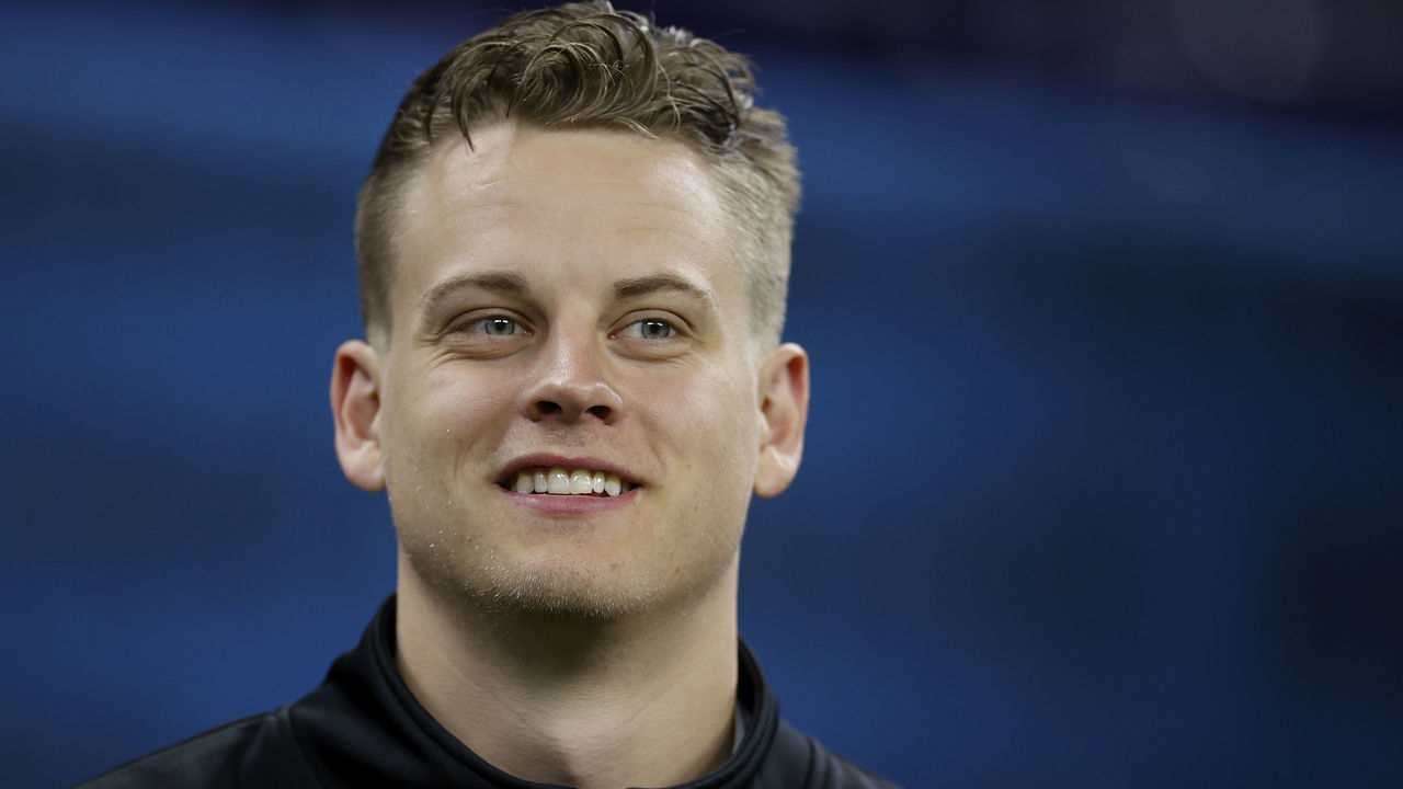 INDIANAPOLIS, IN - FEBRUARY 27: Quarterback Joe Burrow of LSU looks on during NFL Scouting Combine at Lucas Oil Stadium on February 27, 2020 in Indianapolis, Indiana.