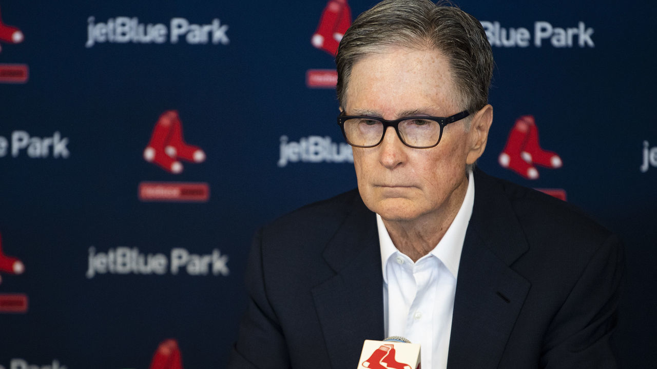 FT. MYERS, FL - FEBRUARY 17: Principal Owner John Henry of the Boston Red Sox speaks to the media during a press conference during a team workout on February 17, 2020 at jetBlue Park at Fenway South in Fort Myers, Florida.