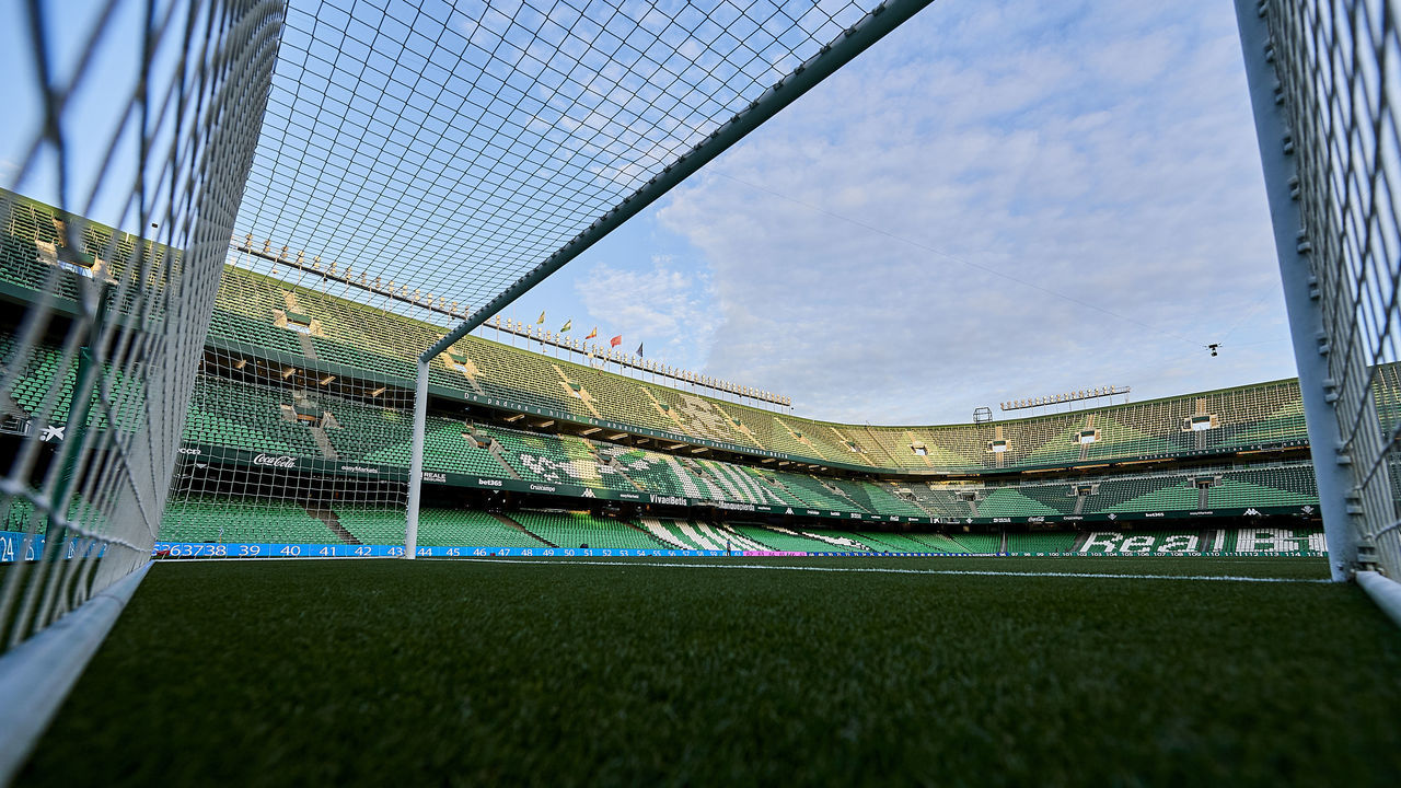 SEVILLE, SPAIN - MARCH 08: General view inside the stadium prior to the Liga match between Real Betis Balompie and Real Madrid CF at Estadio Benito Villamarin on March 08, 2020 in Seville, Spain.