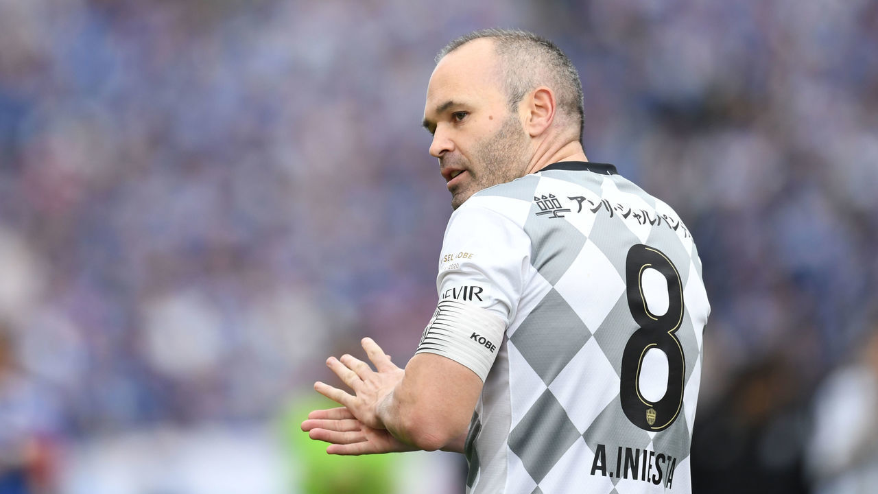 SAITAMA, JAPAN - FEBRUARY 08: Andres Iniesta of Vissel Kobe looks on during the Xerox Super Cup between Yokohama F.Marinos and Vissel Kobe at Saitama Stadium on February 08, 2020 in Saitama, Japan.