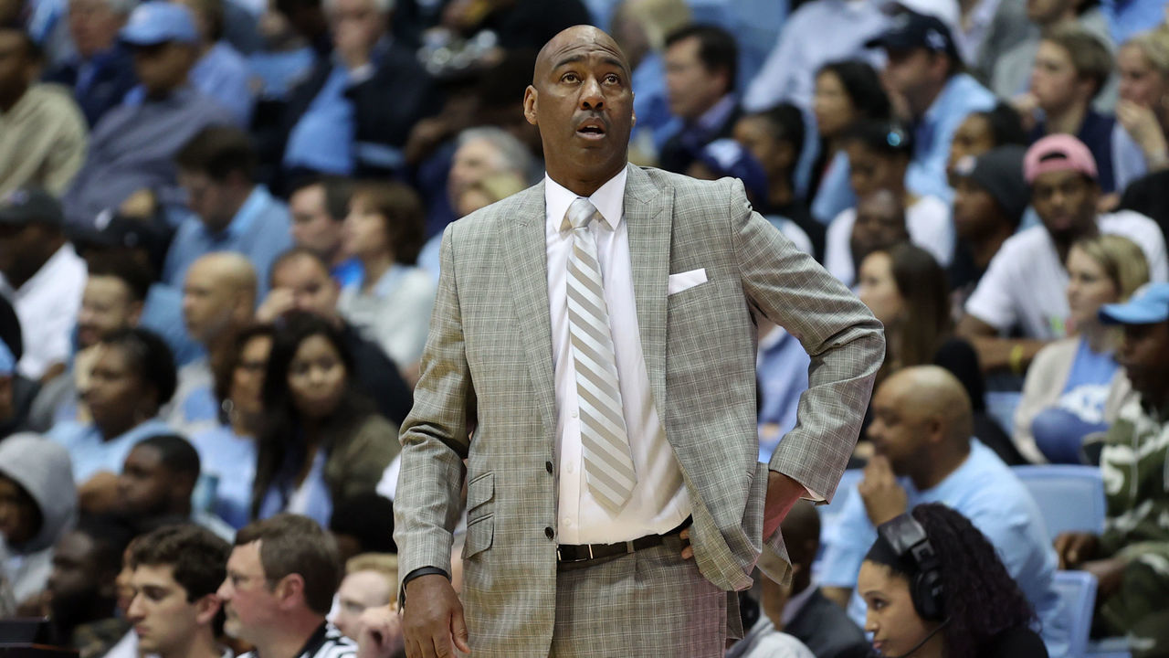 CHAPEL HILL, NC - MARCH 03: Head coach Danny Manning of Wake Forest University during a game between Wake Forest and North Carolina at Dean E. Smith Center on March 03, 2020 in Chapel Hill, North Carolina.