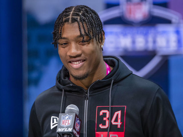 INDIANAPOLIS, IN - FEBRUARY 27: Isaiah Simmons #LB34 of the Clemson Tigers speaks to the media on day three of the NFL Combine at Lucas Oil Stadium on February 27, 2020 in Indianapolis, Indiana.
