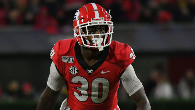 ATHENS, GA - NOVEMBER 09: Georgia Bulldogs Linebacker Tae Crowder (30) during the game between the Missouri Tigers and the Georgia Bulldogs on November 09, 2019, at Sanford Stadium in Athens, Ga.