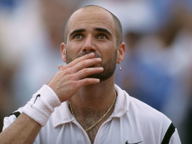 American tennis player Andre Agassi wins the1999 French Open at Roland Garros after defeating Andrei Medvedev of Russia in the Men's Singles final.