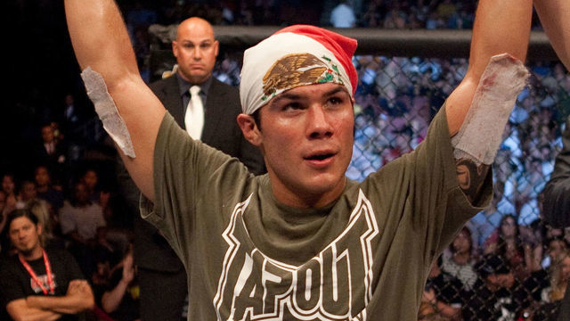 ANAHEIM - SEPTEMBER 23: Roger Huerta is victorious over Jason Dent at UFC 63 at the Arrowhead Pond on September 23, 2006 in Anaheim, California.