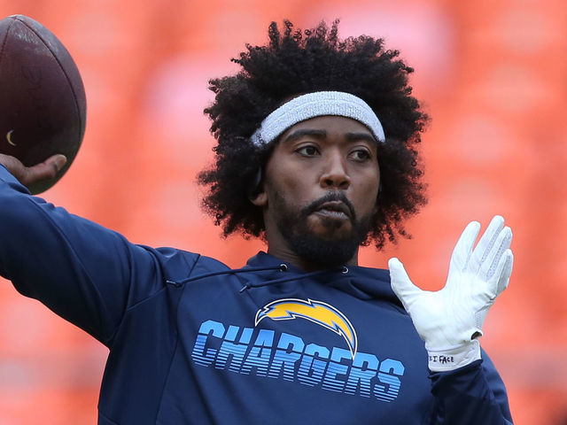 KANSAS CITY, MO - DECEMBER 29: Los Angeles Chargers quarterback Tyrod Taylor (5) throws a pass before an AFC West game between the Los Angeles Chargers and Kansas City Chiefs on December 29, 2019 at Arrowhead Stadium in Kansas City, MO.