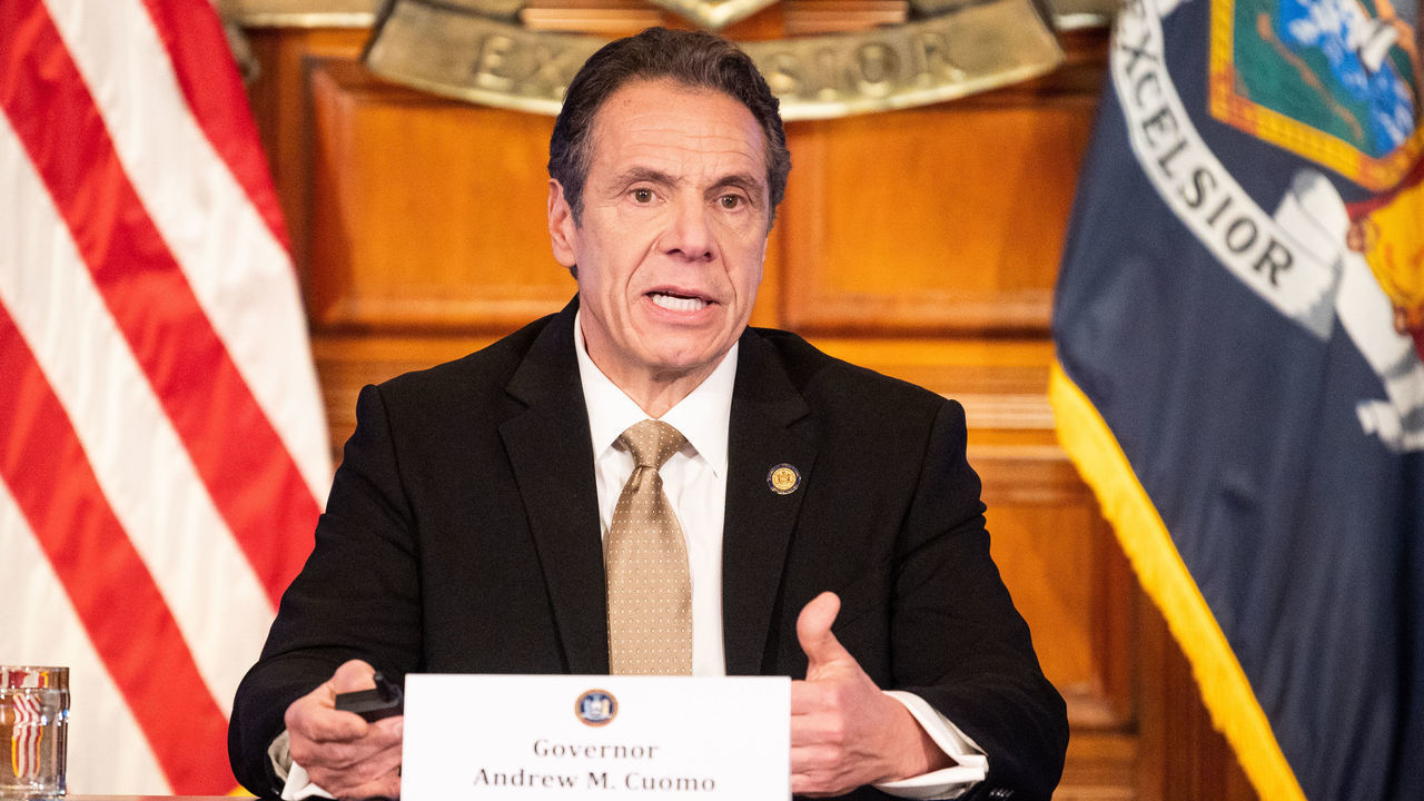 ALBANY, NEW YORK, UNITED STATES - APRIL 22, 2020: New York Governor Andrew Cuomo (D) speaking at a press Conference at the State Capitol reporting on the latest development of the Covid-19 Coronavirus situation.- PHOTOGRAPH BY Michael Brochstein / Echoes WIre/ Barcroft Studios / Future Publishing