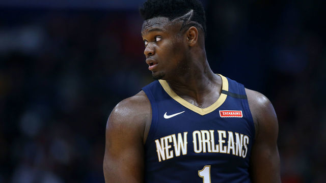 NEW ORLEANS, LOUISIANA - MARCH 06: Zion Williamson #1 of the New Orleans Pelicans reacts against the Miami Heat during a game at the Smoothie King Center on March 06, 2020 in New Orleans, Louisiana.