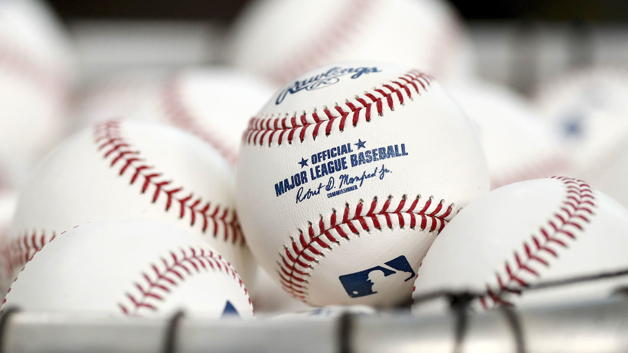 HOUSTON, TX - OCTOBER 10: A basket of baseballs is seen before the game between the Houston Astros and the Tampa Bay Rays at Minute Maid Park on October 10, 2019 in Houston, Texas.