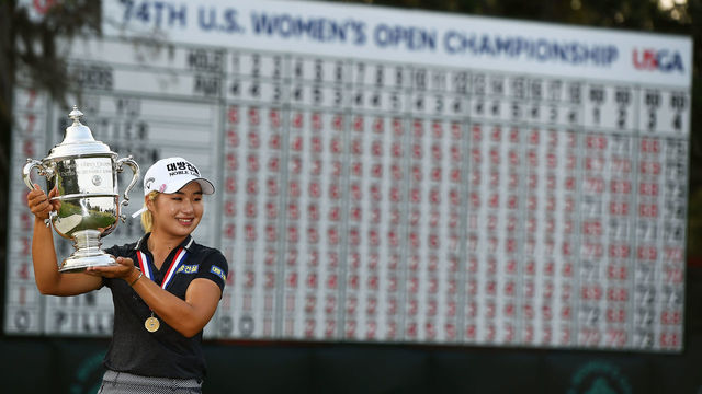 CHARLESTON, SOUTH CAROLINA - JUNE 02: Jeongeun Lee of South Korea poses with the trophy after winning the U.S. Women's Open Championship at the Country Club of Charleston on June 02, 2019 in Charleston, South Carolina.