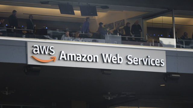 SEATTLE, WA - OCTOBER 03: An AWS - Amazon Web Services ad board shown inside Century Link Field during an NFL game between the Los Angeles Rams and the Seattle Seahawks on October 3, 2019, at Century Link Field in Seattle, WA.