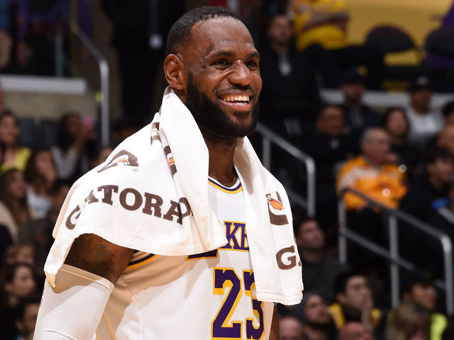 LOS ANGELES, CA - DECEMBER 8: LeBron James #23 of the Los Angeles Lakers smiles during the game against the Minnesota Timberwolves on December 8, 2019 at STAPLES Center in Los Angeles, California. NOTE TO USER: User expressly acknowledges and agrees that, by downloading and/or using this Photograph, user is consenting to the terms and conditions of the Getty Images License Agreement. Mandatory Copyright Notice: Copyright 2019 NBAE