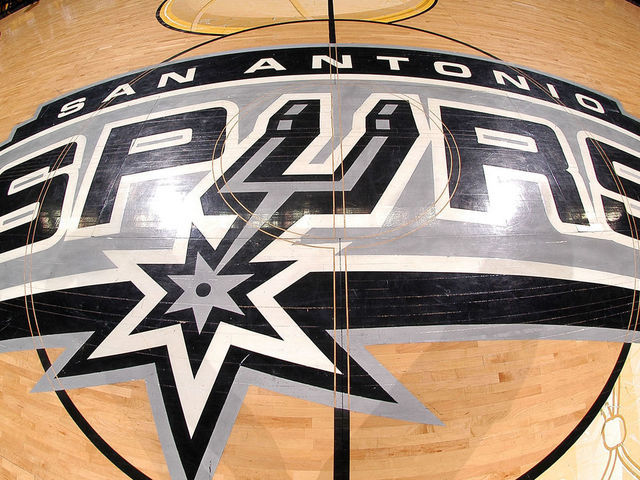 SAN ANTONIO - JUNE 21: A detail of of the San Antonio Spurs finals logo is seen at center court prior to Game Six of the 2005 NBA Finals against the Detroit Pistons on June 21, 2005 at SBC Center in San Antonio. Mandatory Copyright Notice: Copyright 2005 NBAE